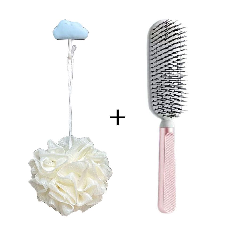 

2-Piece Comb Set Comb and Bath Ball Combo New Foaming Bath Ball with Anti-Static Massage Comb Bathroom Accessories