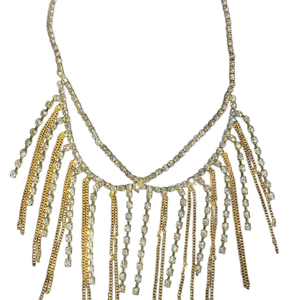 High-End Luxury Rhinestone Tassel Masquerade Mask with Zircon Embellishments