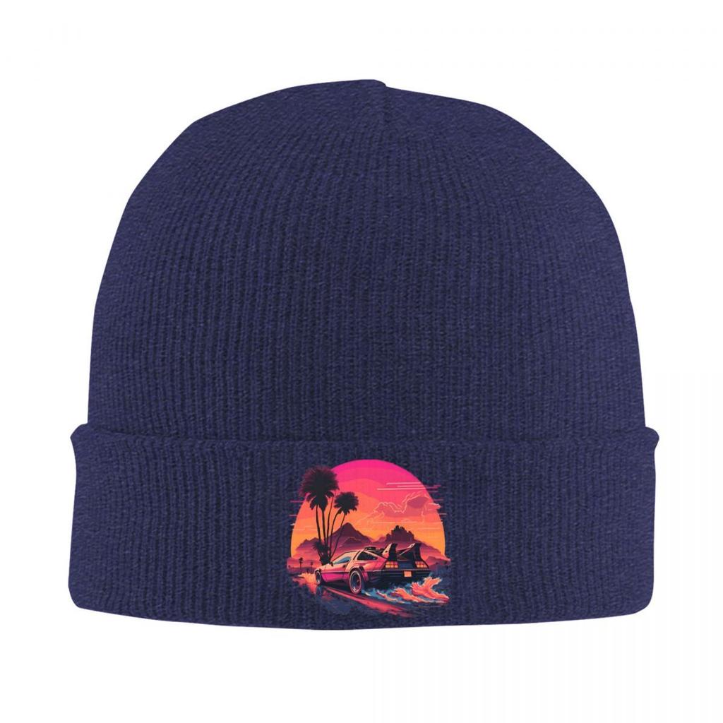 Synthwave DeLorean Back To The Future Knitted Hat Beanies Winter Hats Warm Acrylic New Movie Film Series Cap for Men Women Gift