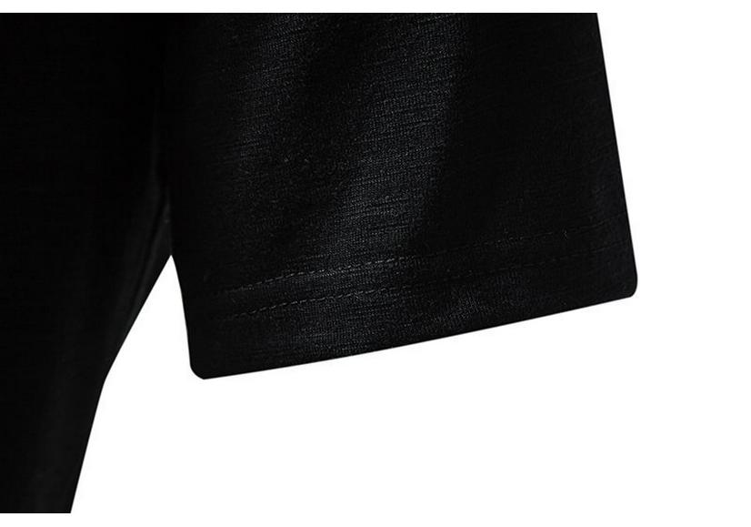 Men's Bamboo Cotton Buttoned V-Neck Short-Sleeve T-Shirt, European Size, Solid Color, Breathable, Simple Design
