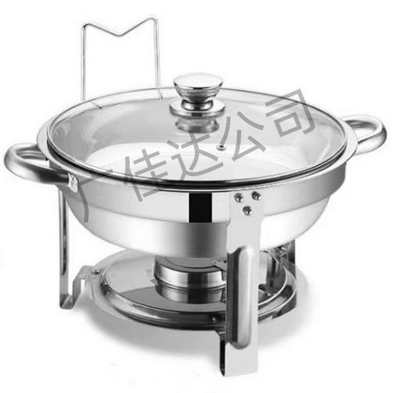 Gold Round Stainless Steel Folding Chafing Dish Set with Folding Frame