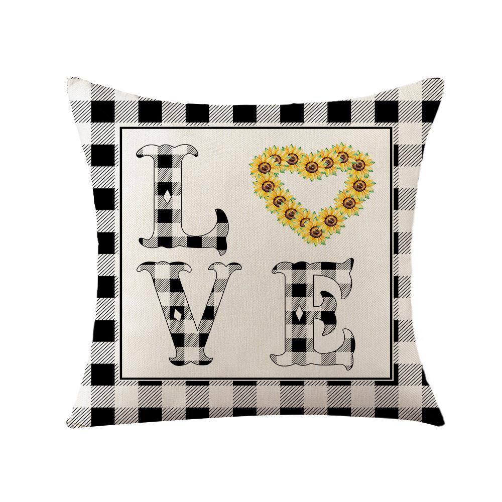 Home Decoration Pillowcase Set Watercolor Plaid Sunflower Pillowcase Spring High-end Home Cushion Cover