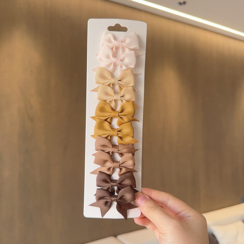 10Pcs/Set New Solid Color Ribbon Kids Bows Hair Clips for Baby Girls Handmade Bowknot Hairpin MiNi Barrettes Hair Accessories