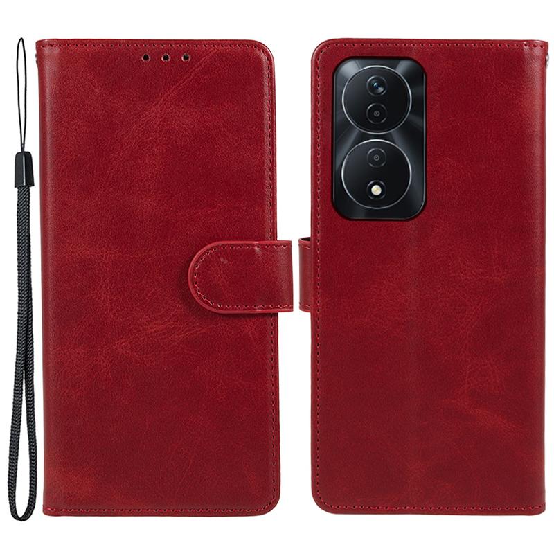 

For Honor 90 Smart Wallet Case Calf Texture Folio Flip Leather Phone Cover Red