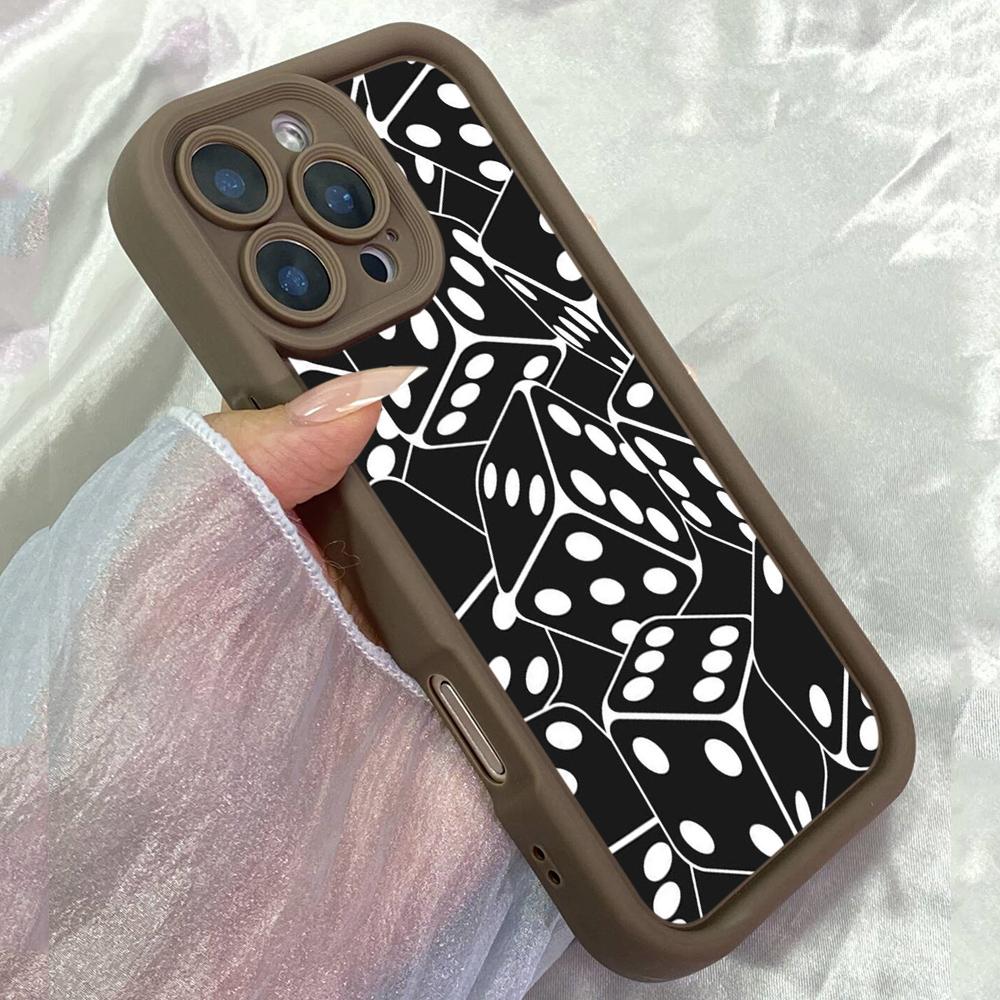 

JT78 Black Dice for iPhone 17 16 15 Pro Max Samsung S26 S25 S24 Ultra A17 A16 A07 A56 Xiaomi 15T Redmi Note14 Pro Soft 15c TPU Case Redmi 15C 4G/5G(171.6) коричневий