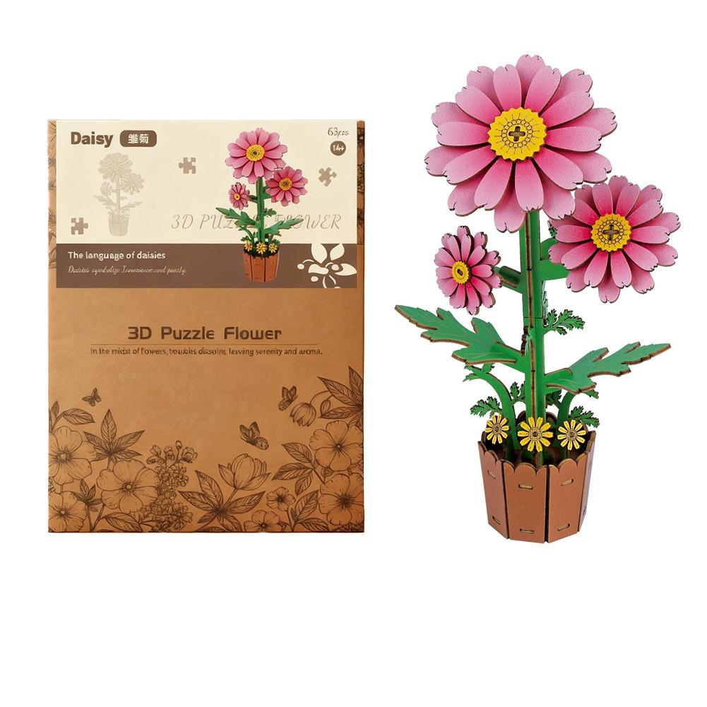 3D Wooden Puzzles Flowers Diy Artifical Botanical Bouquet Puzzle Kit Home Decoration For Adults Mother's Day Birthday Gift