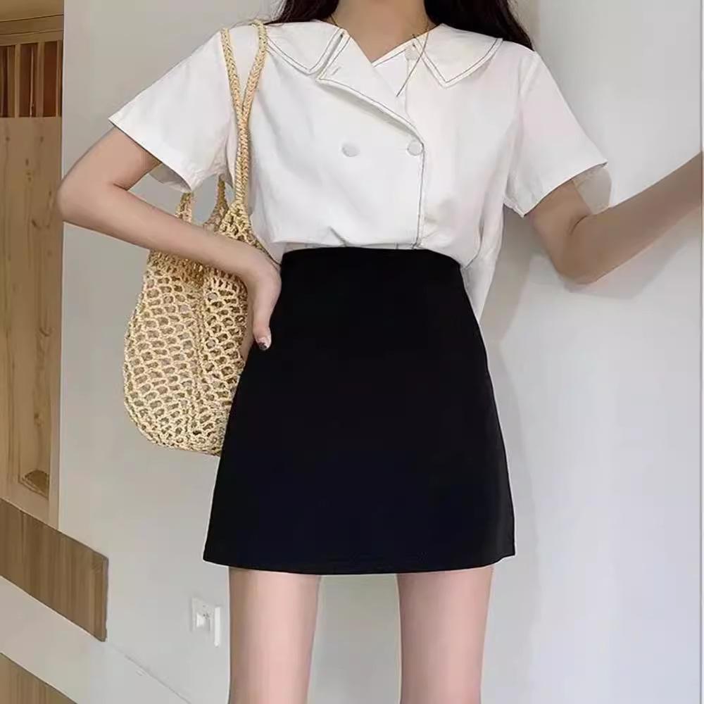 

High-Waist Black A-line Bodycon Midi Skirt - Women s Fashion 2024 M