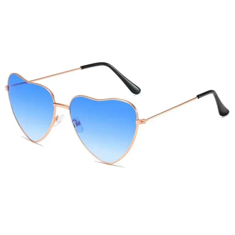 Heart Lenses Gradient Color Sunglasses Metal Frame Two-Tone Lenses Uv Protection Eyewear Outdoor Fashion Trend Sunglasses