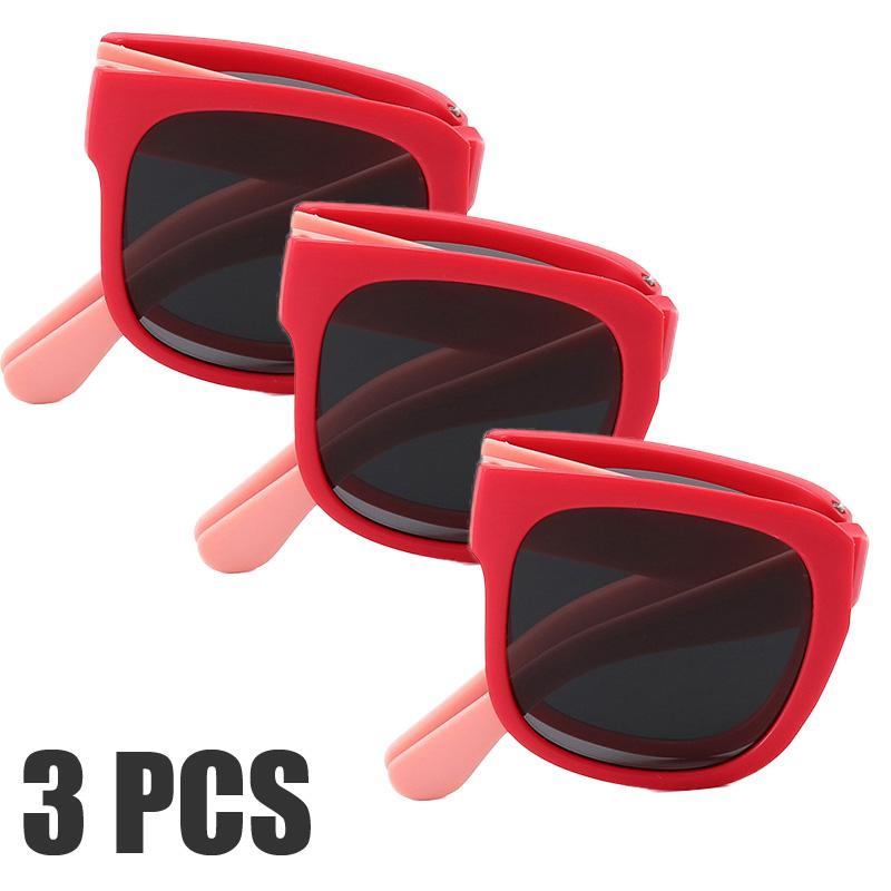 3PCS Foldable Pocket Sunglasses for Kids Boys Girls Outdoor Travel Goggle Shades Eyewear Square Frame UV Protection Sun Glasses