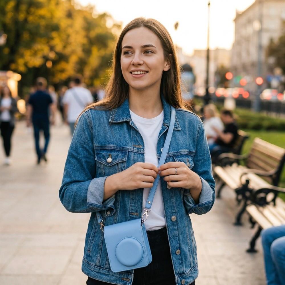 PU Leather Crossbody Storage Bag Protective Cover for Fujifilm Instax Mini 13 Travel