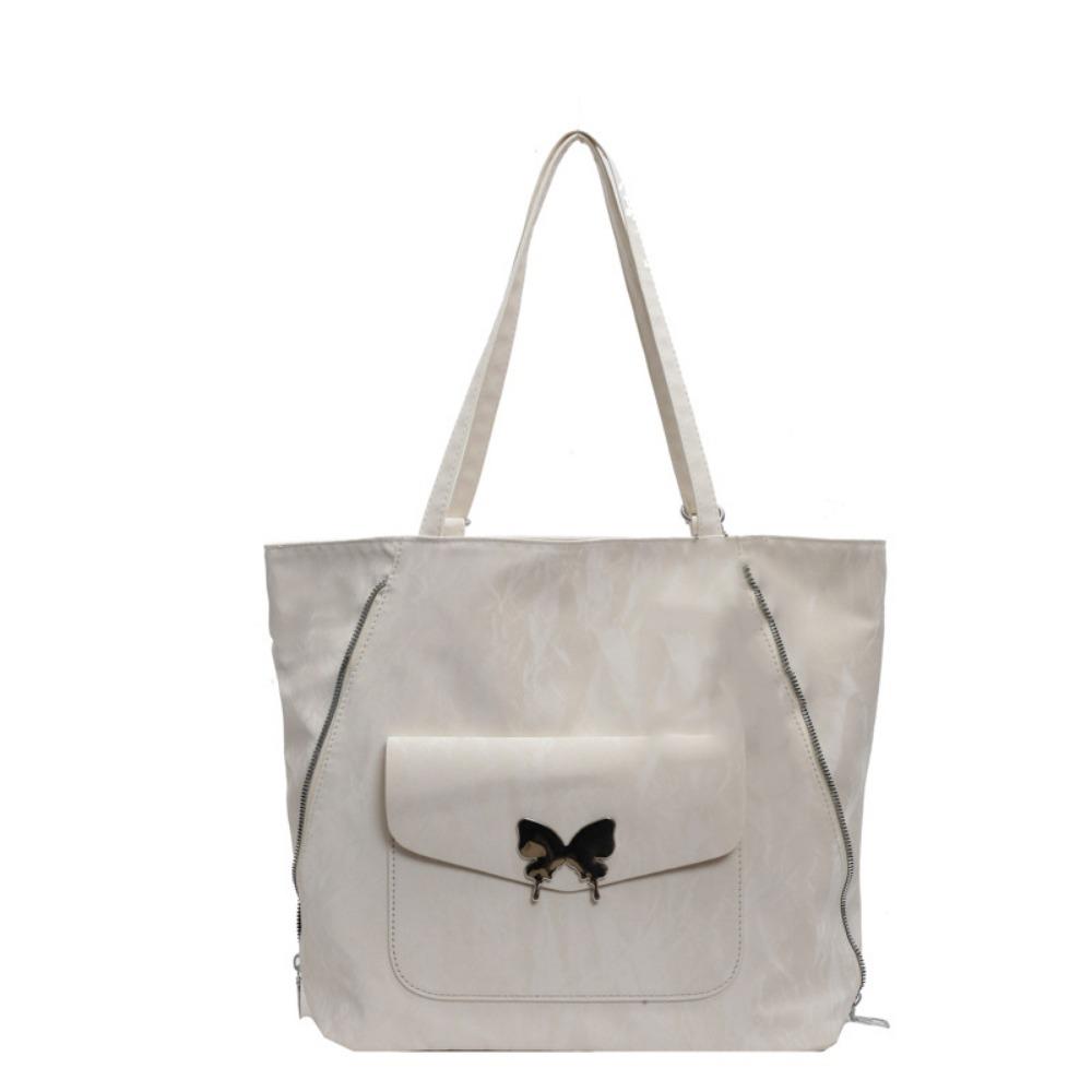 

Korean Style Single Shoulder Bag Retro Women Simple Handbag Butterfly Tote Backpack Shopping бежевый