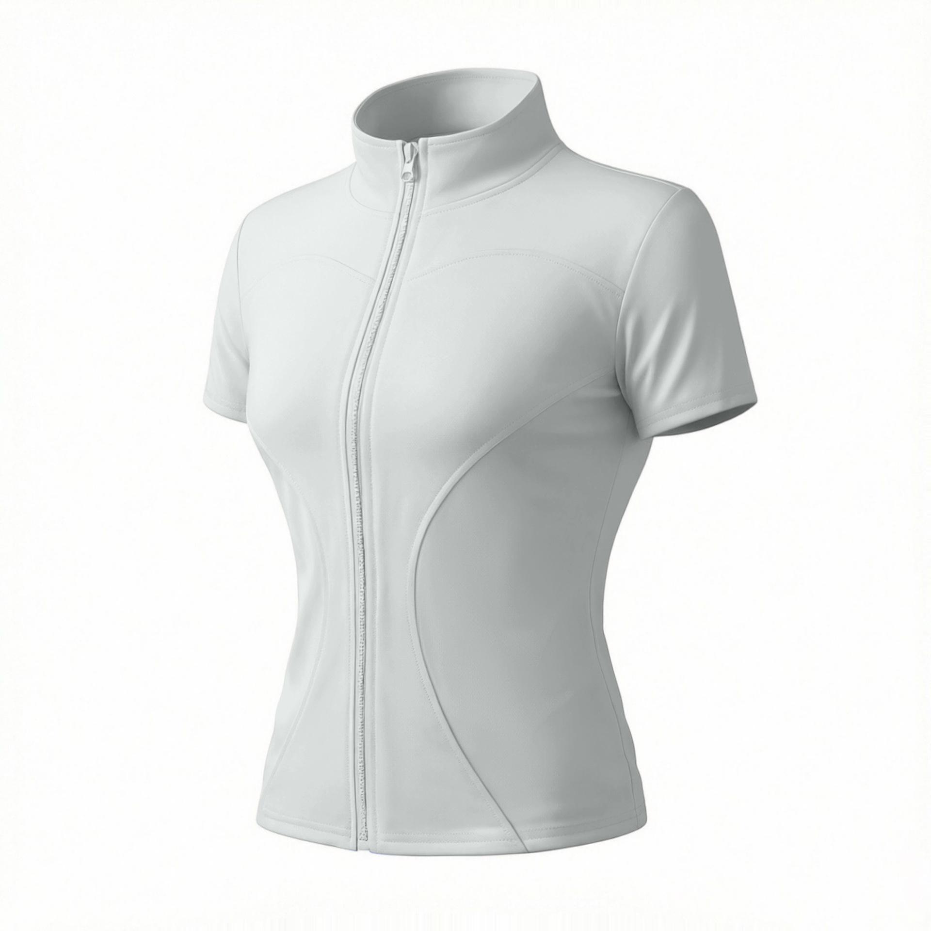 2026 Summer Nude Feel Short Sleeve Zipper Fitness T-Shirt - Women s Cycling & Yoga Outdoor Sports Top Large