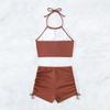 Europese en Amerikaanse effen kleur band bikini halter bikini split badpak