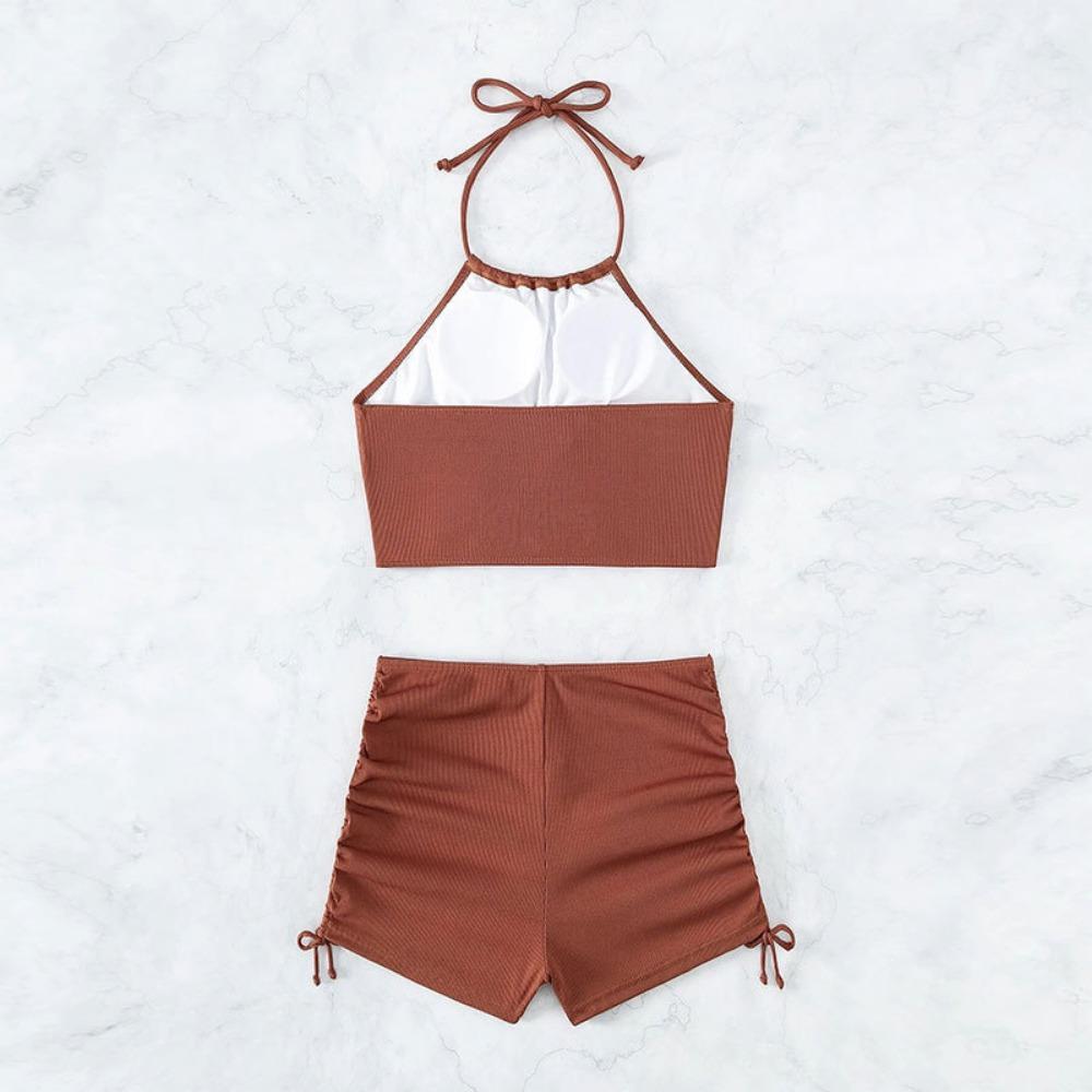 Europese en Amerikaanse effen kleur band bikini halter bikini split badpak