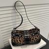 Retro Belt Buckle Leopard Print Casual Single Shoulder Autumn Winter New Style Fashion Rivet Large Capacity Underarm Bag. KTB