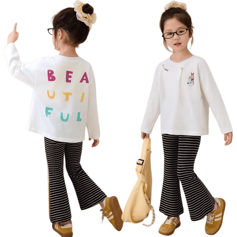 LUSON Girls Casual Letter Print Long-Sleeve Top 110