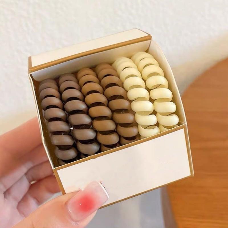 

6 шт./лот Разноцветные эластичные резинки для волос, резиновые резинки для волос, аксессуары для волос в виде телефонного шнура, модные эластичные повязки на голову