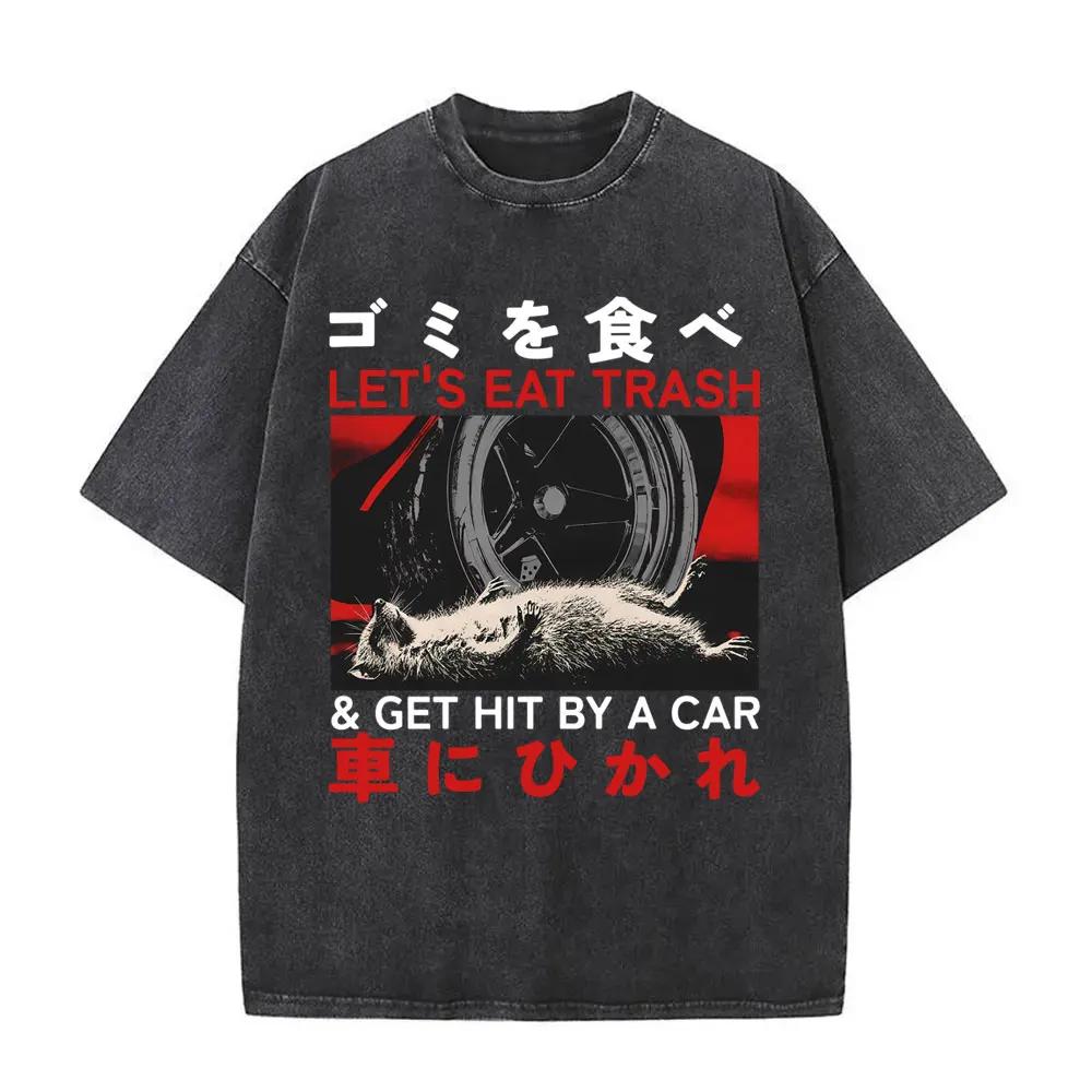 Talloze Gruwelen Wachten Maar Ik Blijf Trouw Aan De Kaas T-shirt Grappig Japanse Stijl Muis Rat Retro Gewassen T-shirt Unisex