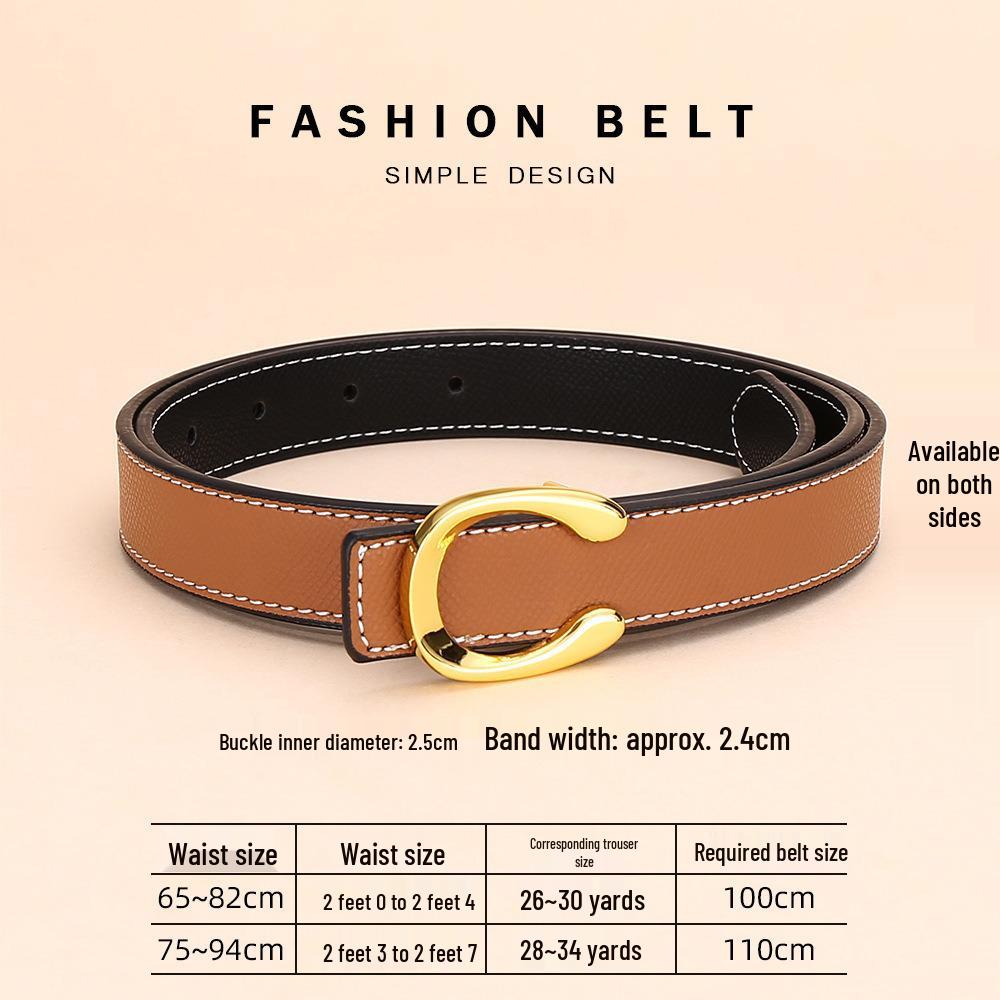 

Универсальный женский двухслойный ремень из коровьей кожи: Стильная и трендовая высокая мода для брюк от костюма 100 cm