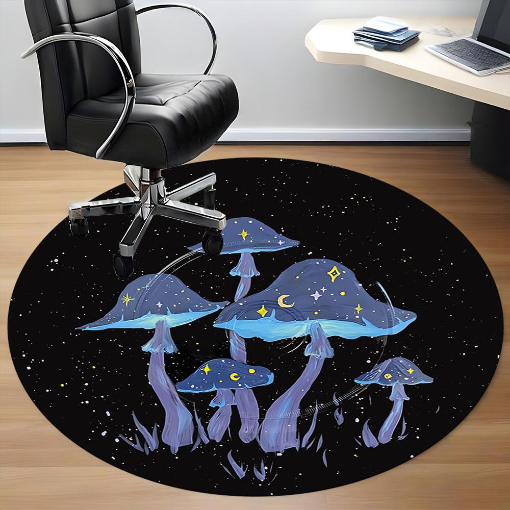 1PC Mushroom Fantasy Office Round Area Rug, Mat Suitable For Office, Under Office Chairs Bedroom Living Room Home Decor, Room Deco