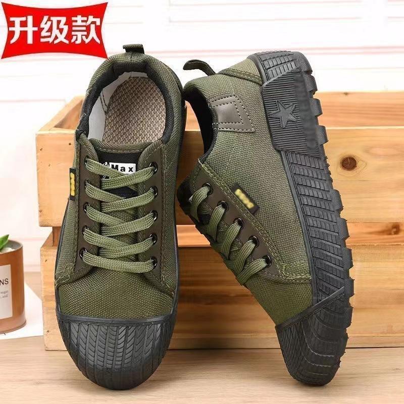 

Обувь Jiefang мужская военная учебная площадка износостойкая парусиновая резиновая обувь трудовая страховка противоударные противоударные камуфляжная военная учебка 44