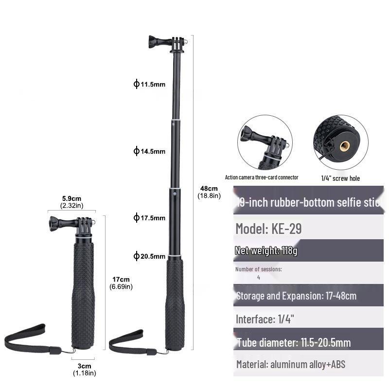 Telescopic Selfie Stick for Action Cameras: DJI Action5, Insta360, GoPro Accessories