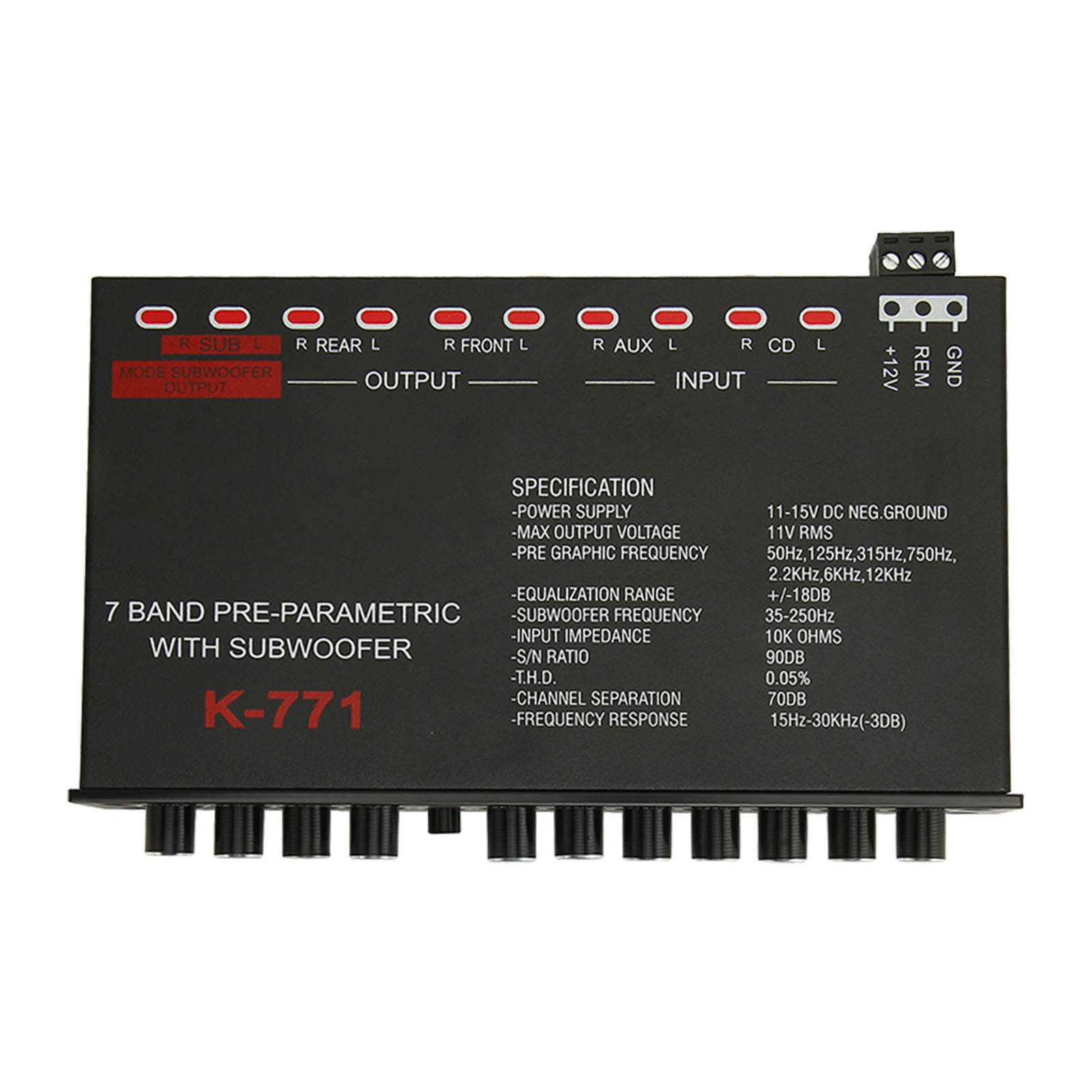 

7-полосный графический эквалайзер Car o с селектором входов CD AUX для лодки, автофургона, мотоцикла, автомобиля