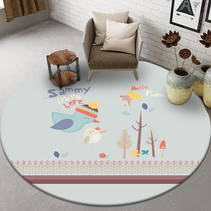 Colored Animal Geometric Printing Pattern Round Floor Mat Simple Household Room Living Room Decoration Door Mat and Floor Mat
