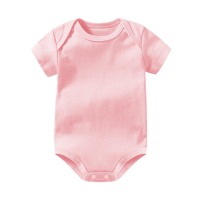 Einfarbiger Baby-Kurzarm-Strampler aus weichem Baumwollstoff für Kleinkinder zum Spielen