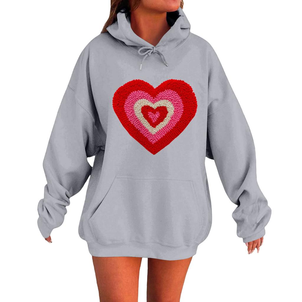 Damen Locker Bequem Lässig Modisch Liebe Aufdruck Langarm Sweatshirt