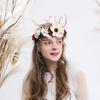 Retro Forest Branch Antlers Rose Gypsophila Dry Flower Garland Exaggerated Prom Catwalk Dress Event Accessories