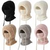 Women Fleece Lined Knit Hat Set with Scarf and Mask Women 3 in 1 Windproof Beanie Hat Hooded Skull Cap Cold Weather Protection
