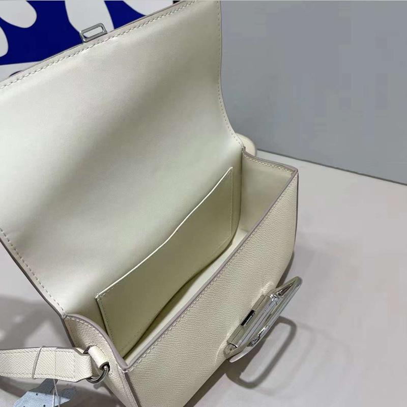 Crossbody Sedlová taška Nová Pravá kůže DellaElan Medová Boková Taška z hovězí kůže Zadní část Taška s potiskem dlaně D-přezka Čtvercová taška Horizontální PP taška