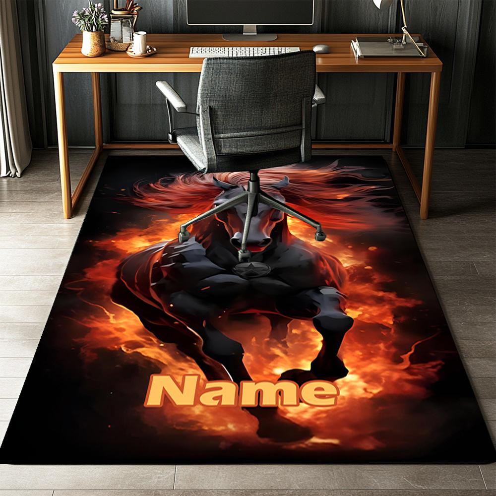 Custom Name Horse Printed Carpet,Rug for Office Chair Living Room Bedroom Kitchen Room Decor Gifts.