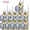 11Pcs Medieval Stormwind Soldiers Golden Knights Building Blocks Accessories Helmet Sword Weapons Action Figures Kids Toys Gifts