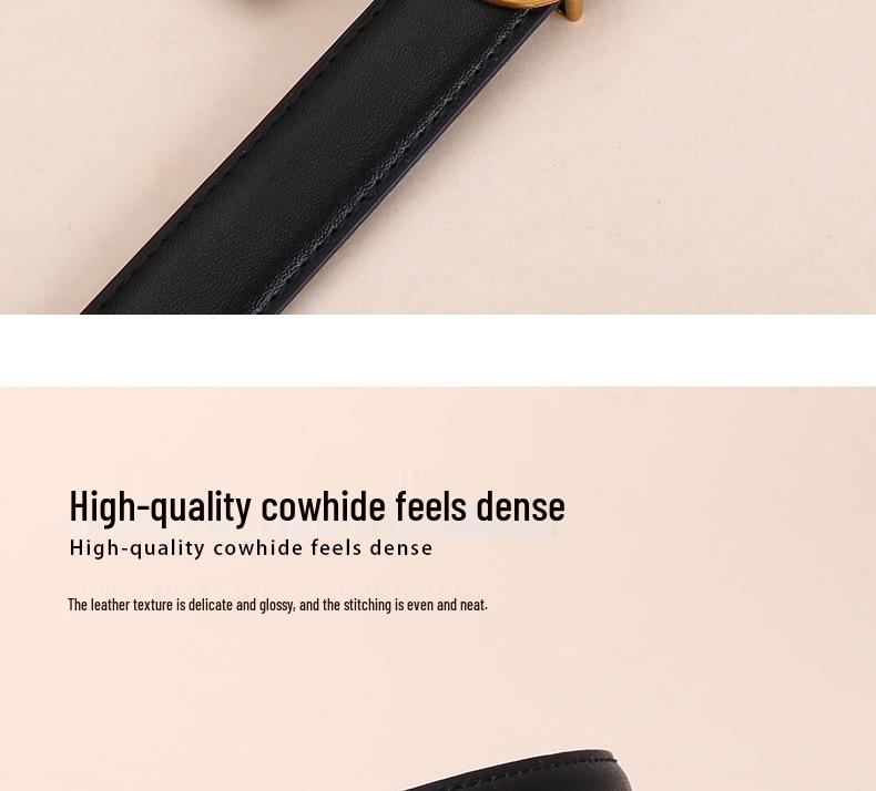 Women's Retro Slim Genuine Leather Belt, Versatile and Fashionable, for Dresses and Jeans, with Pin Buckle Decor.