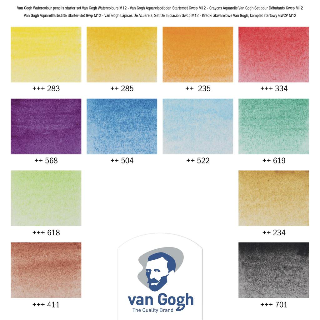 Talens Japan Van Gogh Watercolor 12 Pencils, Colors, T9774-0012