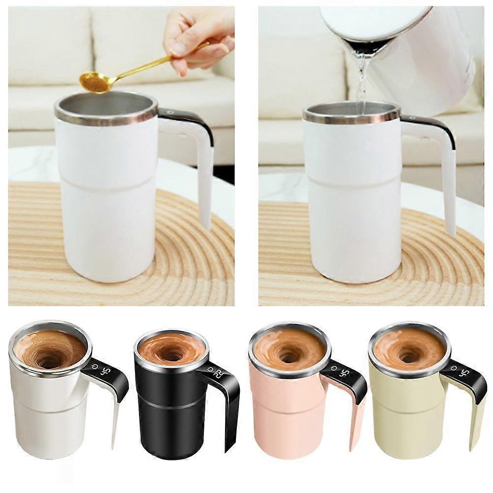 Automatic Stirring Coffee Cup with Temperature Display, Rechargeable Coffee Mug, 13.5oz Self-Stirring Mug with Lid, Stainless Steel Smart Mixing Cup