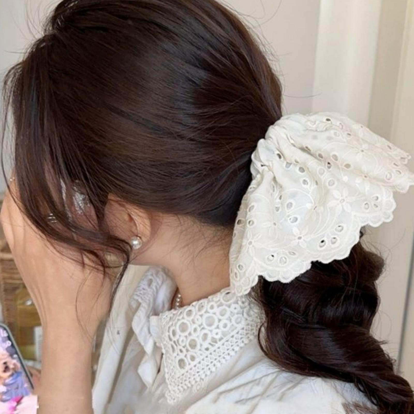 

1 шт. Простая полая вышивка Маленький кишечный круг Мода Девушки Завязка для хвостика Темперамент Веревка для головы Янки Сотня пар Мрамор