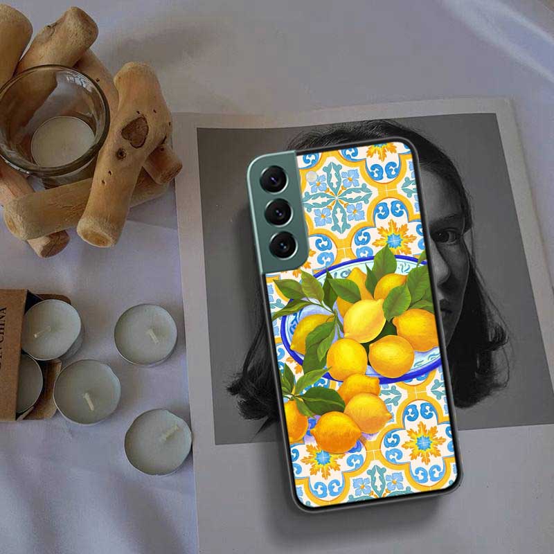 

Mediterranean Lemon Phone Case For Samsung Galaxy S22 S25 Ultra S21 S10 Plus S26 Edge S20 S23 S24 FE Cover Silicone Soft TPU Samsung S22 Ultra