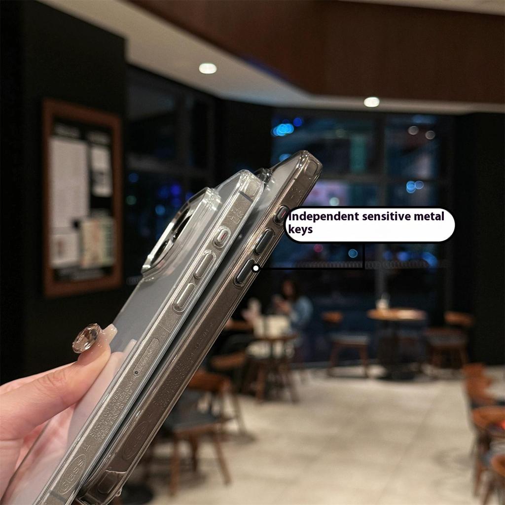 For iPhone 16 Pro Case TPU+Tempered Glass Clear Phone Cover