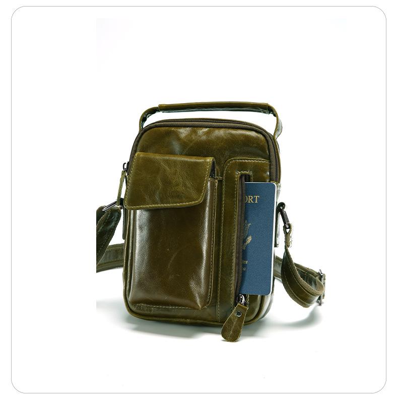 Men's Genuine Leather Crossbody Shoulder Bag - Top Layer Cowhide, Classic Style, High-End Casual Commuter Bag