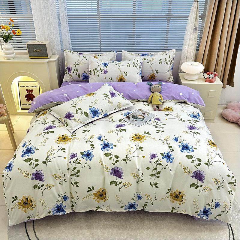 Fresh and Pastoral Style of Plants and Flowers, Dormitory Home Three-piece Set, Four-piece Set, Silky Soft and Delicate Bedding