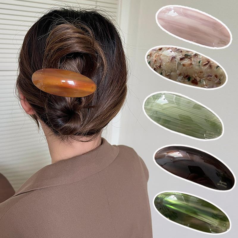 Korean Acetic Acid Hair Clip Women's Oval Spoon Clip Spring Clip Hair Pin Top Clips Simple Headpiece Women Hair Accessories