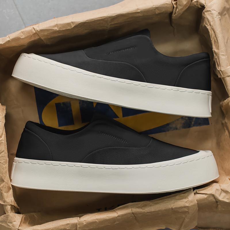 

Мужские парусиновые слипоны на платформе, дышащие, противоскользящие, повседневные кроссовки для ходьбы, легкие, удобные, новинка осени 44 чёрный