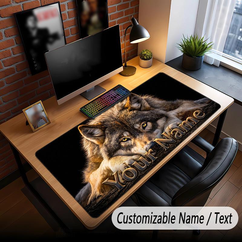 Wolf Theme Custom Mouse Pad Personalized With Name Text Customized Desk Mat For Office Home Decor