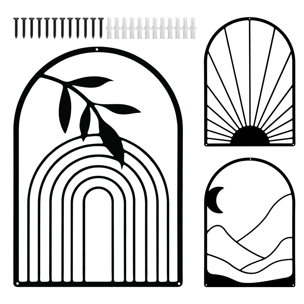 3Pcs Black Metal Wall Decor Decorative Metal Wall Art Decor Rustproof Line Metal Wall Art Artistic Minimalist Wall Decor Metal