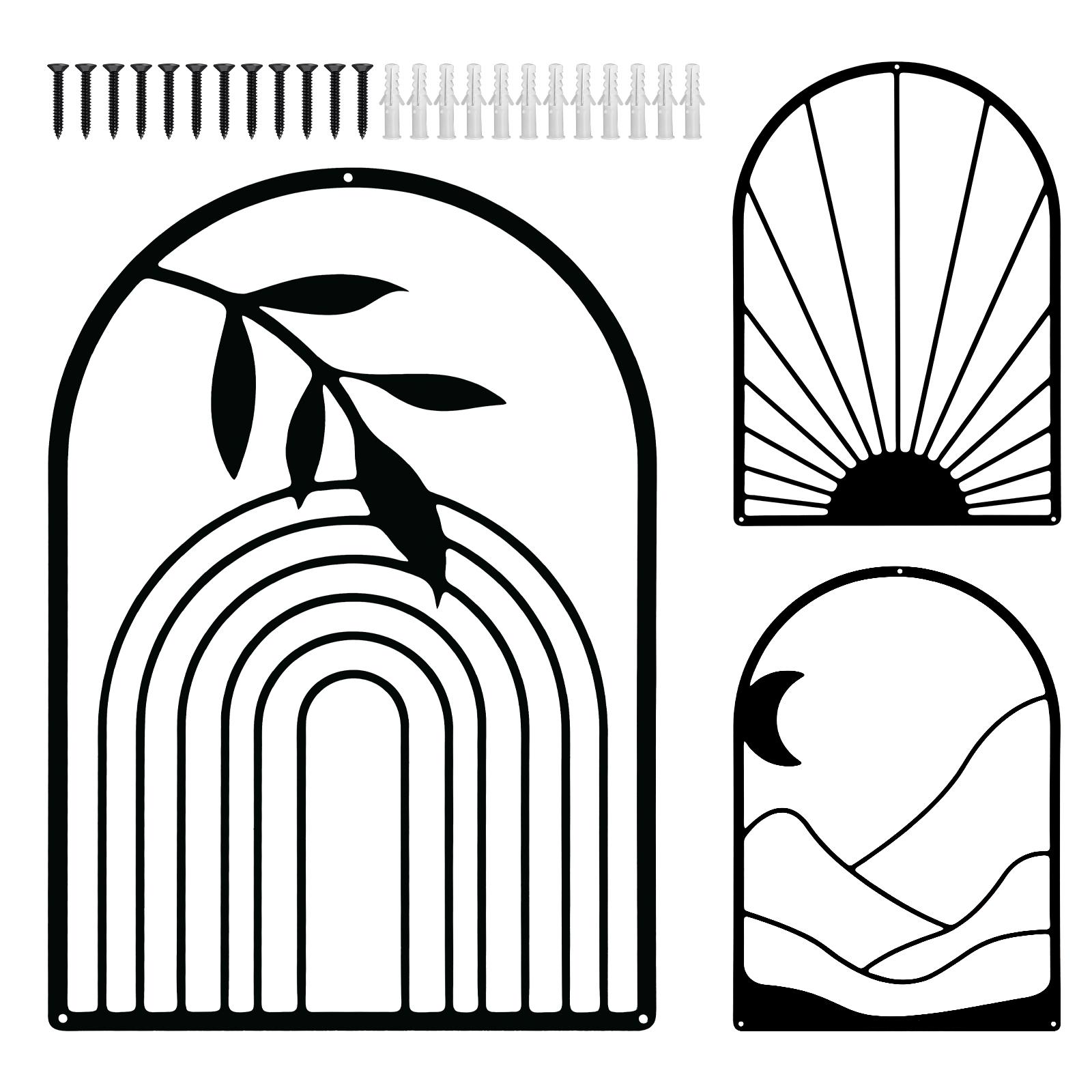 3Pcs Black Metal Wall Decor Decorative Metal Wall Art Decor Rustproof Line Metal Wall Art Artistic Minimalist Wall Decor Metal