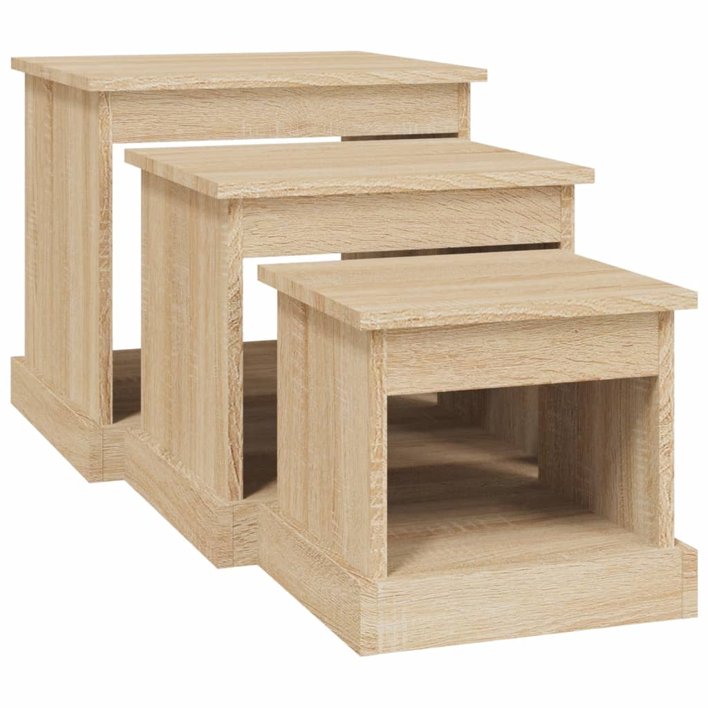 3 Piece Coffee Table Set Sonoma Oak Wood Composite