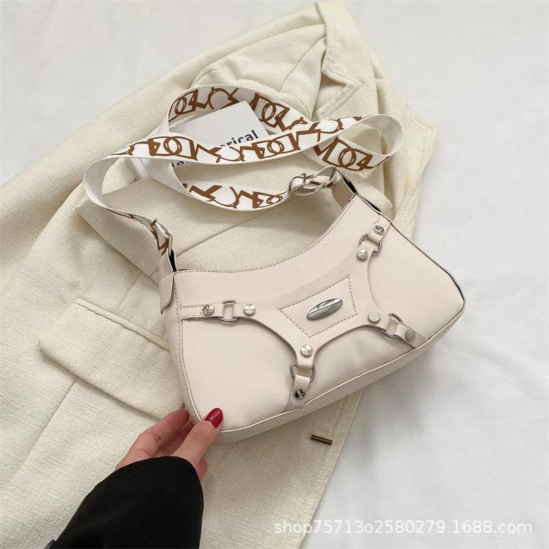 Monochromatic Shoulder Stitching Bag for Women Crossbody Underarm Bag High Quality New Niche Design Luxury
